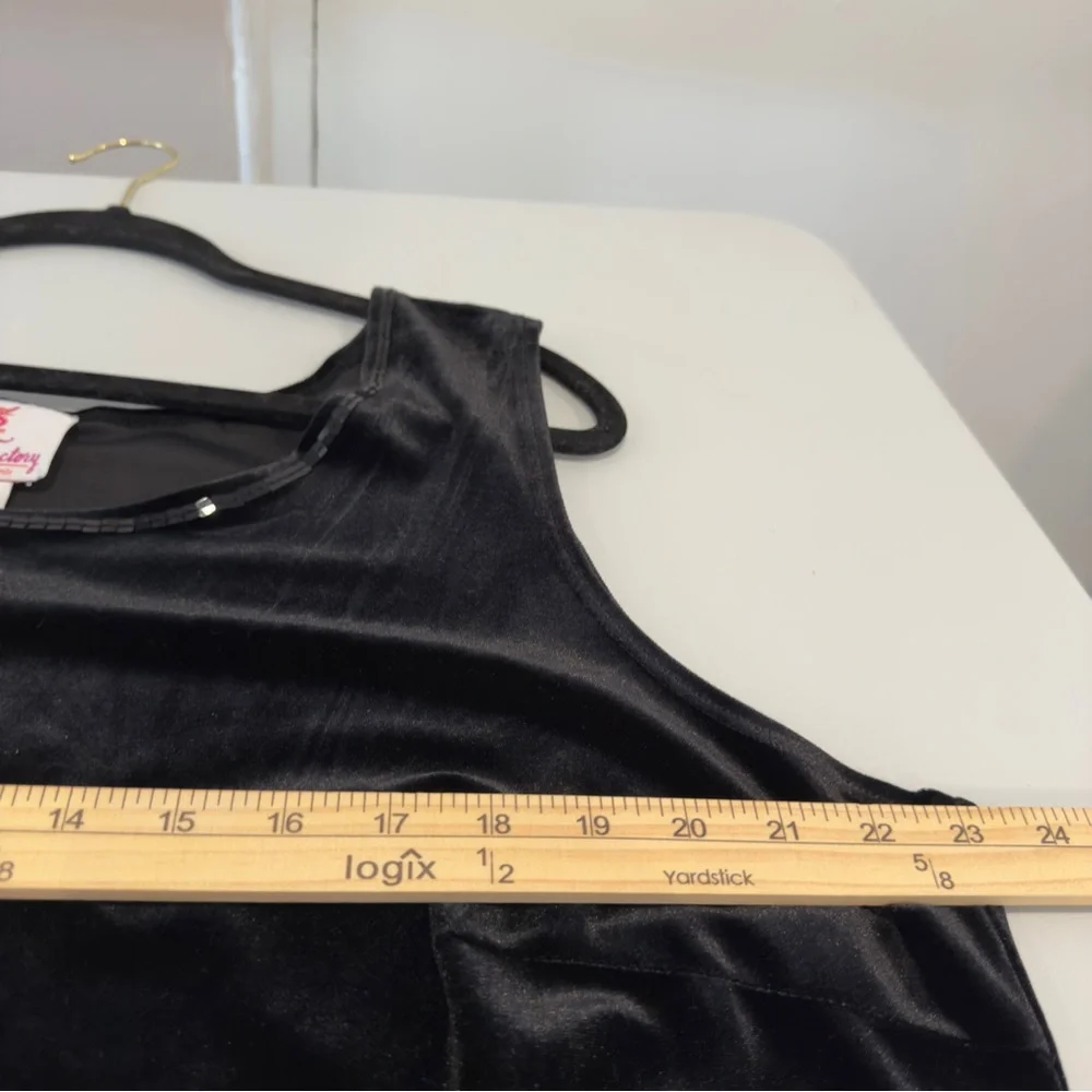 Quacker Factory Velvet Velour 2 Piece Cardigan And Tank Set Black Women Size 1X
